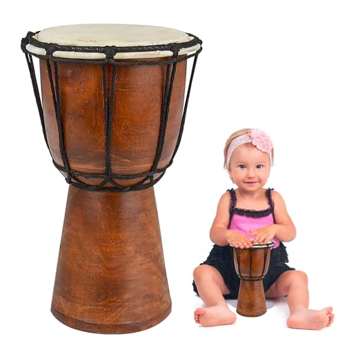 ArtCreativity 8 Inch Mini Wooden Toy Drum - Rustic Brown Wood and Authentic Design - Fun Musical Instrument for Children - Gift Idea, Party Supplies, Birthday Party Favor for Boys, Girls, Toddler