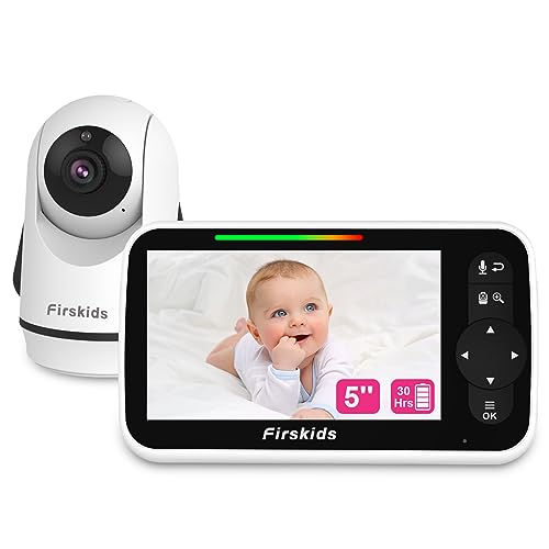 Firskids 5' Baby Monitor with 30Hour Battery Life, 1000ft Long Range Baby Monitor with Camera and Audio, Night Vision VOX Mode 2 Way Talk for Baby Elderly Indoor Monitoring