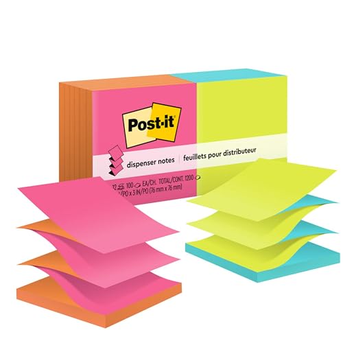 Post-it Pop-up Notes, 3x3 in, 12 Pads, America's #1 Favorite Sticky Notes, Poptimistic, Bright Colors, Clean Removal, Recyclable