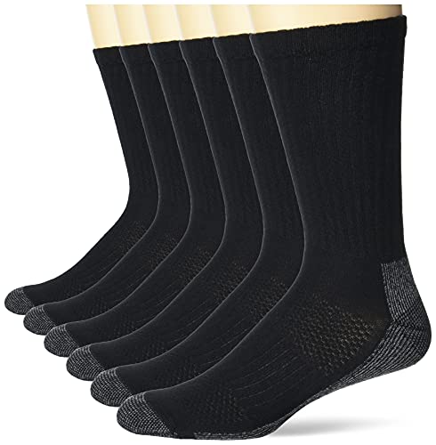 Hanes mens Crew Socks, 6-pair Pack Work Sock, Black, 6 12 US