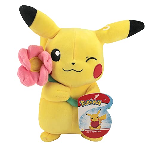 Pokémon 8' Pikachu with Flower Plush - Officially Licensed - Quality & Soft Stuffed Animal Toy - Add to Your Collection! - Easter Gift for Kids & Fans of Pokemon