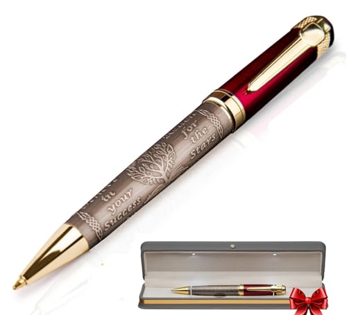 S&R Somit Fancy Pen For Men and Women With Gift Box - Valuable Luxury Pen for Business and Office, Executive Gift for Family & Friends - Special Engraving & Led Decorative Box (RED GOLD)