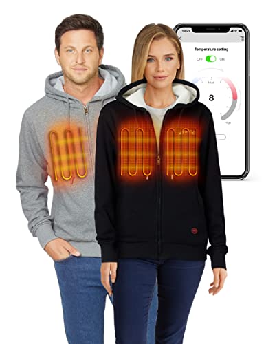 Venture Heat Unisex Bluetooth Heated Hoodie with Battery Pack Included - App Control Sweatshirt Sweater 7.4V (M, Black)
