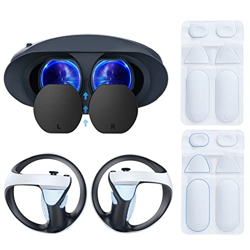 MoKo PS VR2 Accessories Kit Compatible with Playstation VR2 with 2 Silicone Pad Kit, Handle Grip for VR2 Sense Controller & 1 Anti-dust Cover for PS VR2 Lens, Easy to Install, Precise Cut, Anti-Sweat