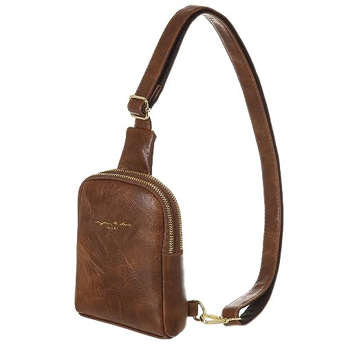 INICAT Small Crossbody Sling Bags for Women Vegan Leather Cell Phone Purse Fanny Packs for Women Men(026-Brown)