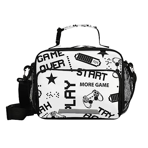 VIGTRO Video Game Joysticks Lunch Bag,Insulated Leakproof Lunch Box with Adjustable Shoulder Strap,Gamepad Controller Reusable Cooler Tote Bag for Work,Office,Picnic,Travel