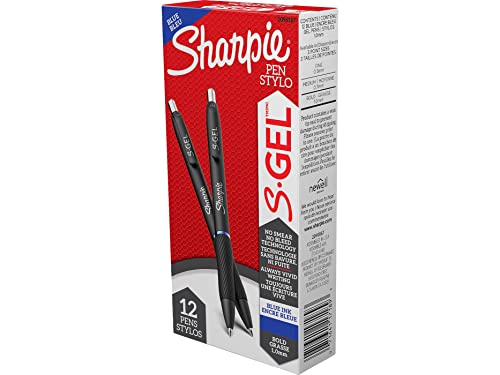 SHARPIE S-Gel, Gel Pens, Bold Point (1.0mm), Blue Ink Gel Pen, 12 Count