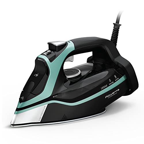 Rowenta Steam Force Stainless Steel Soleplate Steam Iron for Clothes 400 Microsteam Holes, Cotton, Wool, Poly, Silk, Linen, Nylon 1800 Watts Portable, Ironing, Garment Steamer DW9440