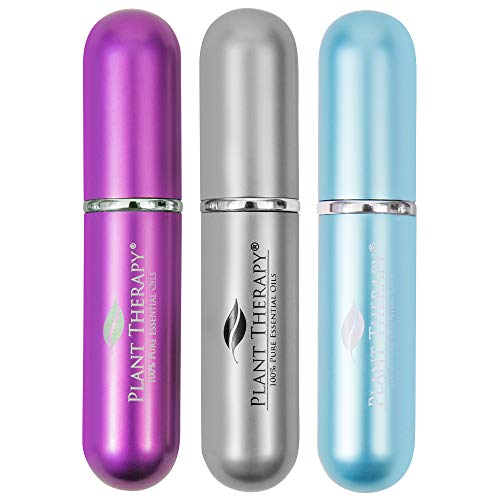 Plant Therapy Essential Oils Aromatherapy Nasal Inhaler Multi-Color Stick Tubes, 3 Pack Personal, Portable, Aluminum and Glass Nasal Inhalers With Cotton Wicks
