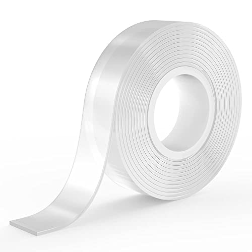SANKEMU Double Sided Tape Heavy Duty Mounting Tape for Walls, Removable Adhesive Tape, Strong Sticky Strips Carpet Tape Poster Tape Wall Tape, Transpartent Two Side Tape (1.18 INCH X 9.84 FT)