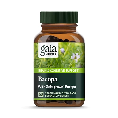 Gaia Herbs Bacopa - Brain and Cognitive Support Herbal Supplement - Made with Bacopa (Bacopa Monnieri) to Help Support a Thriving Mind - 60 Vegan Liquid Phyto-Capsules (Up to 60-Day Supply)