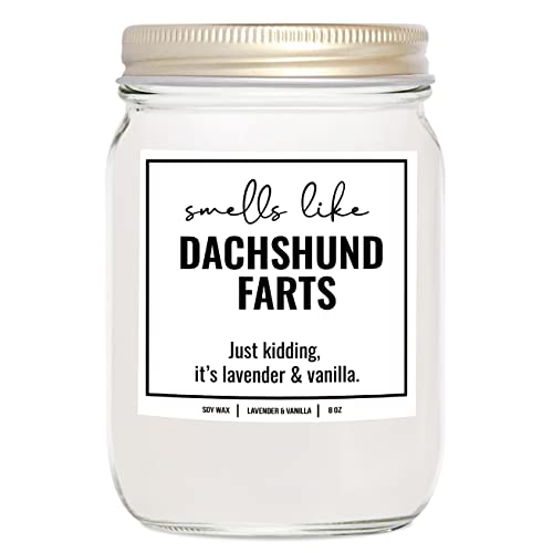 YouNique Designs, Dachshund Candle, 8 Oz, Dachshund Gifts for Women, Weiner Dog Gifts, Daschund, Wiener Dog, Daushaund, Dashound, All Natural Soy Vegan Aromatherapy Candles (Lavender & Vanilla)