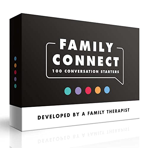 100 Family Conversation Cards - Developed by a Licensed Therapist - Fun Family Games for Kids & Adults - Get to Know Each Other Better & Strengthen Relationships for Family Game Night or Road Trips