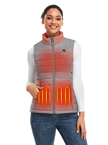 ORORO Women's Lightweight Heated Vest with Battery Pack (Silver Grey,XL)