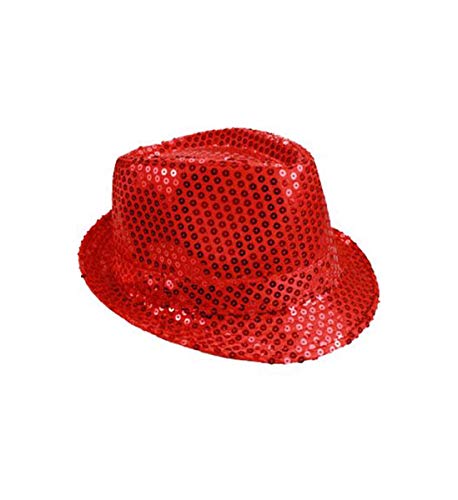 Mozlly Red Sequin Fedora Hat - Funky Novelty Disco Accessory For Adults