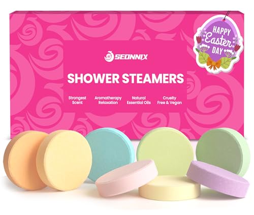 Easter Basket Stuffers for Teens and Adults - SEONNIX Shower Steamers Aromatherapy, 8 Pack Shower Bombs Relaxation Birthday Gifts for Women, Stress Relief & Luxury Self Care, Easter Gifts for Women