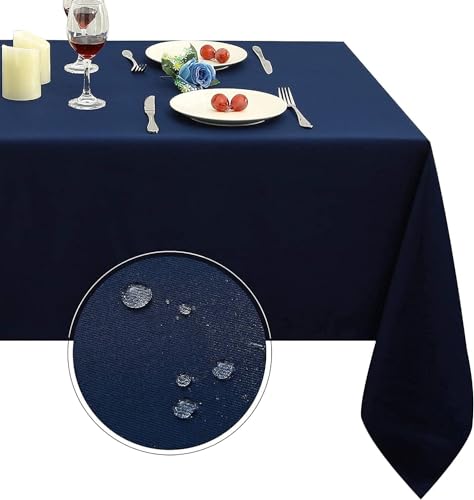 Obstal Rectangle Table Cloth, Oil-Proof Spill-Proof and Water Resistance Microfiber Tablecloth, Decorative Fabric Table Cover for Outdoor and Indoor Use (Navy Blue, 60 x 102 Inch)