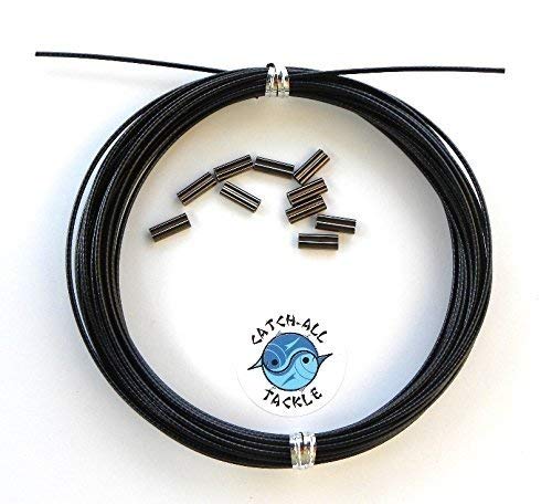 49 Strand Stainless Steel Black Vinyl Coated Cable Kit 30' with 10 crimps (1.0mm 175lb 1.3mm Crimp)