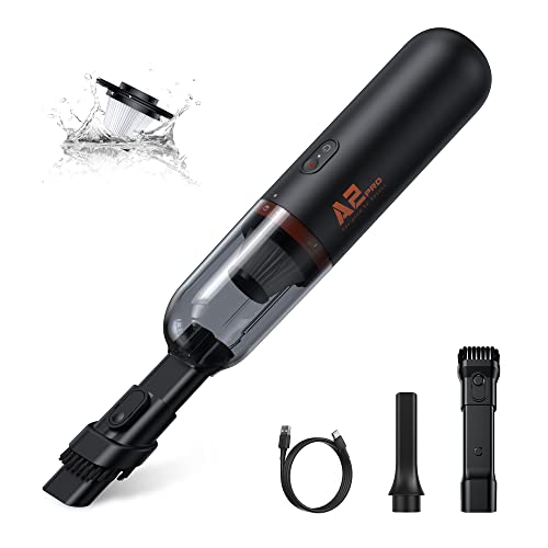Baseus Handheld Vacuum Cleaner, Car Vacuum Cordless Rechargeable with 65dB Ultra Low Noise and 3H Type-C Fast Charging, Mini Portable Hand Held Vacuum Small Vac for Dog Hair,Keyboard,Car A2 Pro