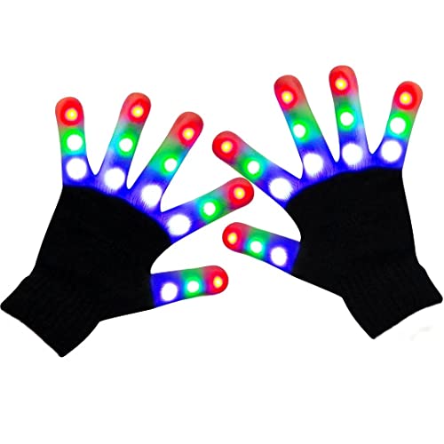WEICHUANGXIN Cool Toys for Kids Age 8-10 Years Old Light Up LED Gloves for Kids - Perfect for Stocking Stuffers, Easter, Halloween, Christmas, and Birthday Parties… Black