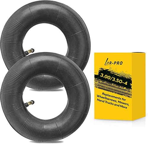4.10/3.50-4 Heavy Duty Replacement Inner Tube with TR-87 Bent Valve Stem (2-Pack) - for Wheelbarrows, Mowers, Hand Trucks and More 3.50-4 Tire