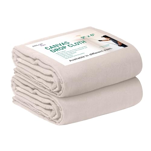 Avalon Home Canvas Drop Cloth 9X6 ft Pack of 2 - Odourless Painters Drop Cloth for Painting Cotton Canvas Tarps for Floor & Furniture Protection - All Purpose Canvas Fabric Painting Drop Cloths