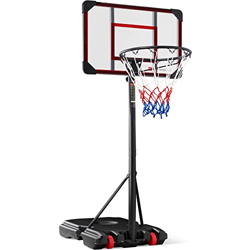 Best Choice Products Kids Height-Adjustable Basketball Hoop System, Portable Game w/ 2 Wheels, Square Backboard, Fillable Base, Weather-Resistant, Nylon Net, Adjusts from 70.5in to 82.3in