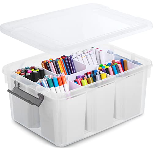 Citylife 17 QT Plastic Storage Bins Clear Storage Box with Lids Multipurpose Stackable Storage Containers for Organizing Tool, Craft, Crayon