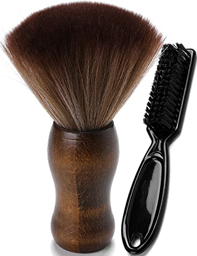 Barber Neck Duster Brush - Borogo Professional Barber Large Hair Cutting Cleaning Hairbrush Styling Tool (Neck brush+Black brush)