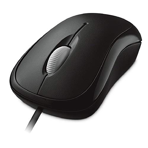 Microsoft Basic Optical Mouse - Black. Comfortable, Right/Left Hand Use, Ergonomic Design, Wired USB Mouse, for PC/Laptop/Desktop