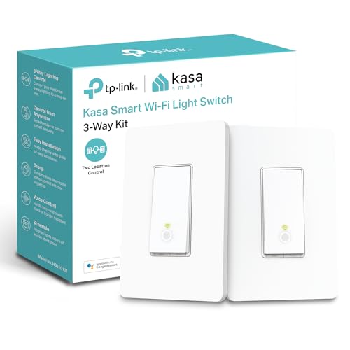 Kasa Smart 3 Way Switch HS210 KIT, Needs Neutral Wire, 2.4GHz Wi-Fi Light Switch works with Alexa and Google Home, UL Certified, No Hub Required, White,2 Count (Pack of 1)