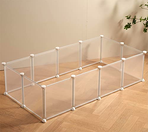 LURIVA Transparent Clear Small Animal Playpen, Guinea Pig Cages, Puppy Dog Pet Rabbit Bunny Indoor Outdoor Fence Pen Enclosure, White Plastic Playpen,12 X 12 Inch, Panels