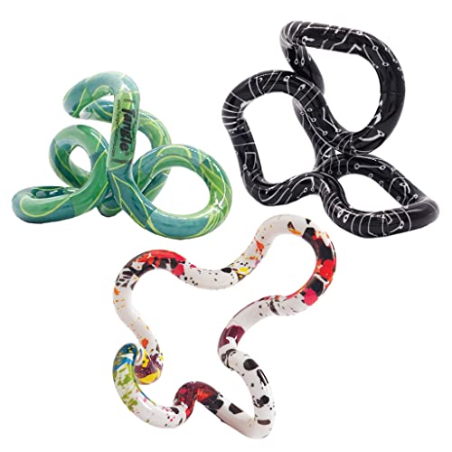 Tangle Jr. - Masterpiece Trio (Neo Blade Drip) Artistic Pattern for Unique Fidget Experience - Fidget with These tangles at Work or School - Twist Fidget Toy for Kids and Adults - Desk Toy for Adults