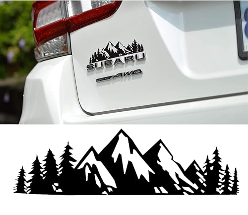 gunhunt Pack-1 Vinyl Snow Mountain Tree Decal Sticker, 7 inch Trunk Decal Sticker, Premium Badge Decals for Car Trunk Tailgate Emblem, Auto Decoration Accessories for Most Cars (Black)