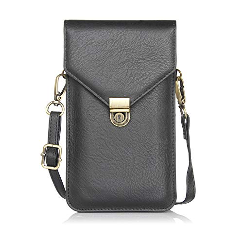 FYZQIYUN GenericJINCHENG YSECTL Small Women Cellphone Purse Wallet Crossbody Shoulder Bag with 2 Pouches Card Pocket for Travel Work Shopping (Black)
