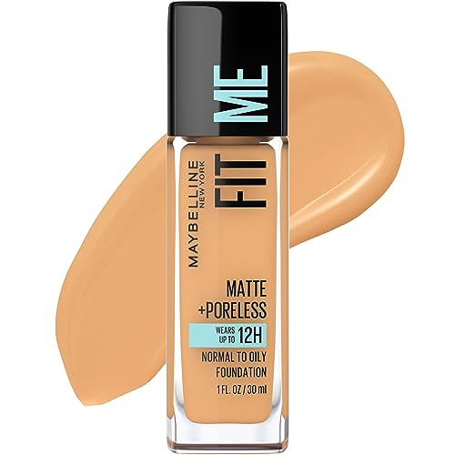 Maybelline Fit Me Matte + Poreless Liquid Oil-Free Foundation Makeup, Golden, 1 Count (Packaging May Vary)