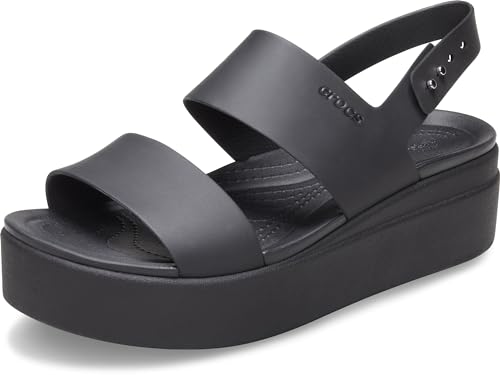 Crocs Women's Brooklyn Low Wedges, Platform Sandals Black, numeric_8