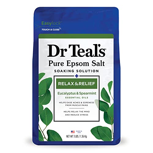 Dr Teal's Salt Soak with Pure Epsom Salt, Relax & Relief with Eucalyptus & Spearmint, 3 lbs