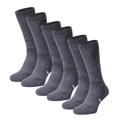 Merino.tech Merino Wool Socks for Women And Men - Merino Wool Hiking Socks Crew Style (Charcoal Grey Pack of 3, US Women 5-9 / US Men 4-8)