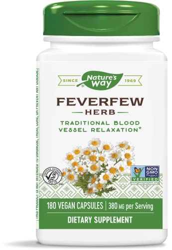 Nature's Way Feverfew Herb, Traditional Blood Vessel Relaxation*, 380 mg, 180 Vegan Capsules