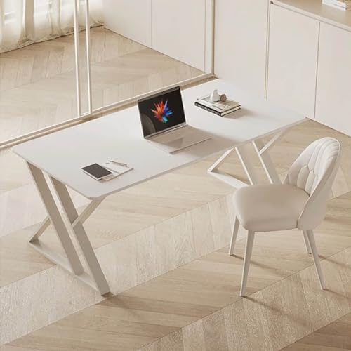 SUBVERS Cream Style Slate Computer Desk Desktop PC Desk Paint Writing Desk Rugged Study Room Workstation Conference Table for Home Office