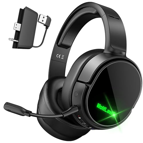 WolfLawS X1 Wireless Gaming Headset for Xbox Series X|S, Xbox One, PS5, PC, Mac, Nintendo Switch, Bluetooth Over Ear Gaming Headphones with Detachable Noise Canceling Microphone, 40H Battery