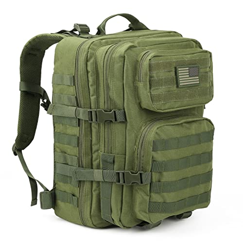 REEBOW GEAR Military Tactical Backpack Large Army 3 Day Assault Pack Molle Bag Boys Backpacks for School Army Green