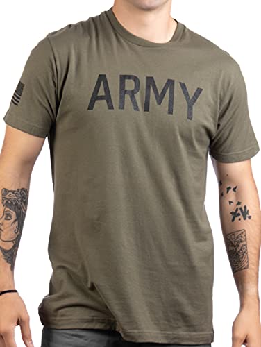 Army PT Style Shirt | U.S. Military Physical Training Infantry Workout T-Shirt-(MilGreen,L)