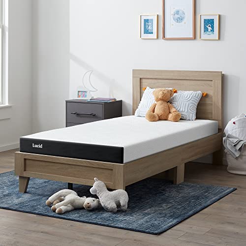 Lucid 5 Inch Gel Memory Foam Mattress - Firm Feel - Gel Infusion - Memory Foam Infused with Bamboo Charcoal - Breathable Cover - Twin