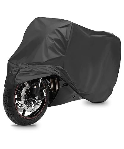 Zlirfy Motorcycle Cover,Motorcycle Accessories,Motorbike Full Cover Motorcycle Covers Waterproof Outdoor,Car Accessories Universal Motorbike Cover with Lock-Holes & Storage Bag