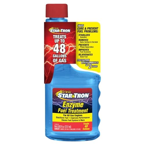 STAR BRITE Star Tron Enzyme Fuel Treatment, Small Engine Formula, 8 Fl Oz – Treats up to 48 Gals – Gas Additive Rejuvenates & Stabilizes Old Gasoline, Cures & Prevents Ethanol Problems (14308) , Blue