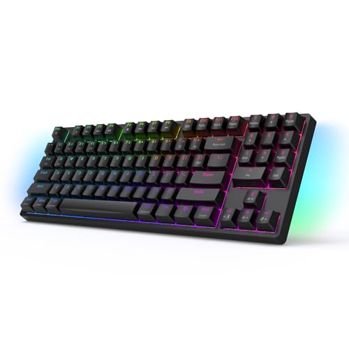 X57 Wireless Mechanical Keyboard 2.4GHz/Bluetooth/USB-C Hot-Swappable Gaming Keyboard RGB Backlight 89 Key Layout Full key rollover Anti-ghosting Unique RGB Sidelight Design (BLACK and Red Switch)