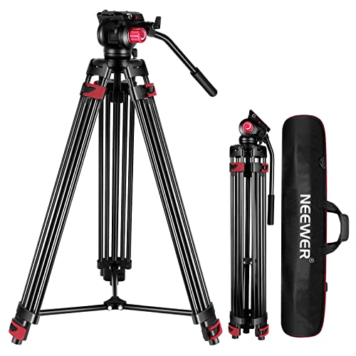 NEEWER 79'/200cm Video Tripod, Heavy Duty Aluminum Alloy Camera Tripod Stand with 360° Fluid Drag Head, QR Plate Compatible with Canon Nikon Sony and Other DSLR Camera Camcorder, Load Up to 17.6lb/8kg