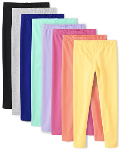 The Children's Place Girls' Solid Leggings 8-Pack, French Rose Multi Color, Medium
